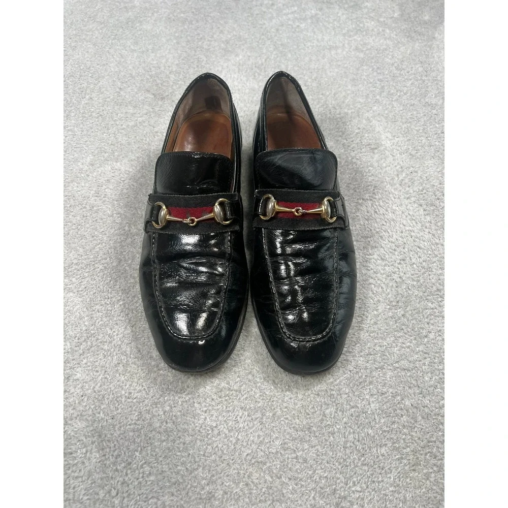 Gucci‎ Vintage Mens Horsebit Loafers Black Patent Leather Size 41.5 M Italy